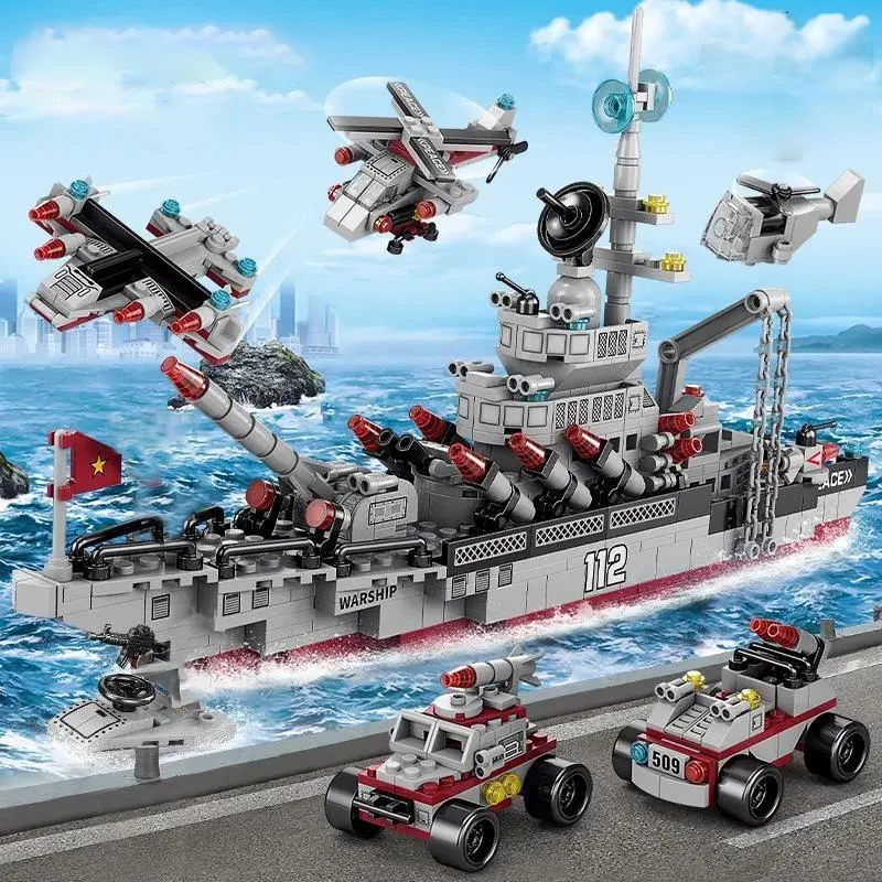 

Military Aircraft Carrier Building Block Set, Aviation Cruiser Blocks, Army Ship and Airplane Toys Suitable for Boys Aged 6-12