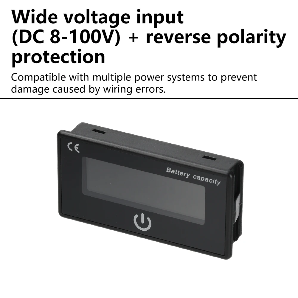 Waterproof Voltmeter Battery Capacity Indicator Lead acid Li-ion Lifepo4 eBike Lithium 8V - 73V 100V 12V 24V 48V 96V LCD display