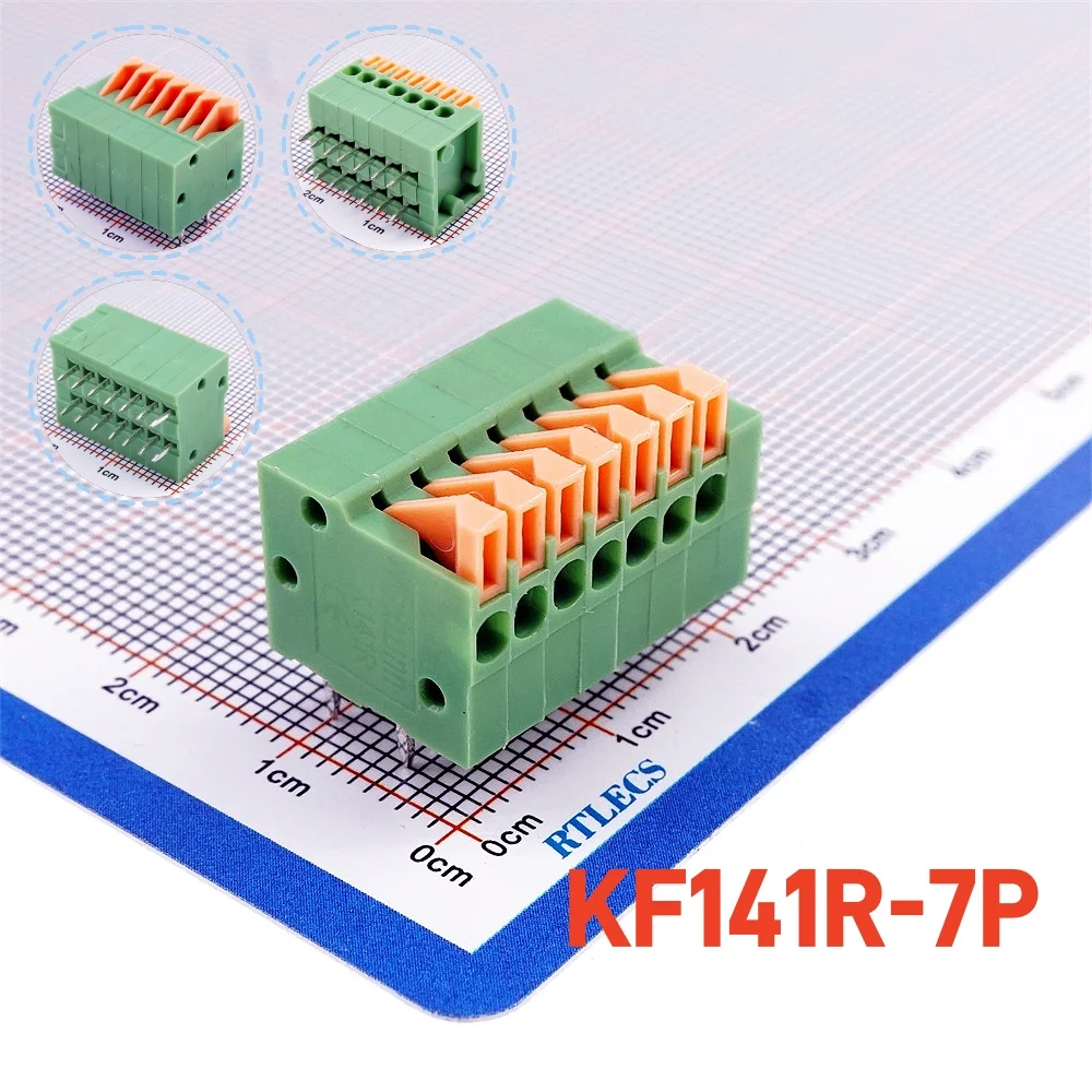 10 50 pcs 2.54mm Pitch Spring Terminal Blocks Connector 2 3 4 5 6 7 8 9 10 11 12 Pin Right Angle Through Hole PCB Solder 0.100'