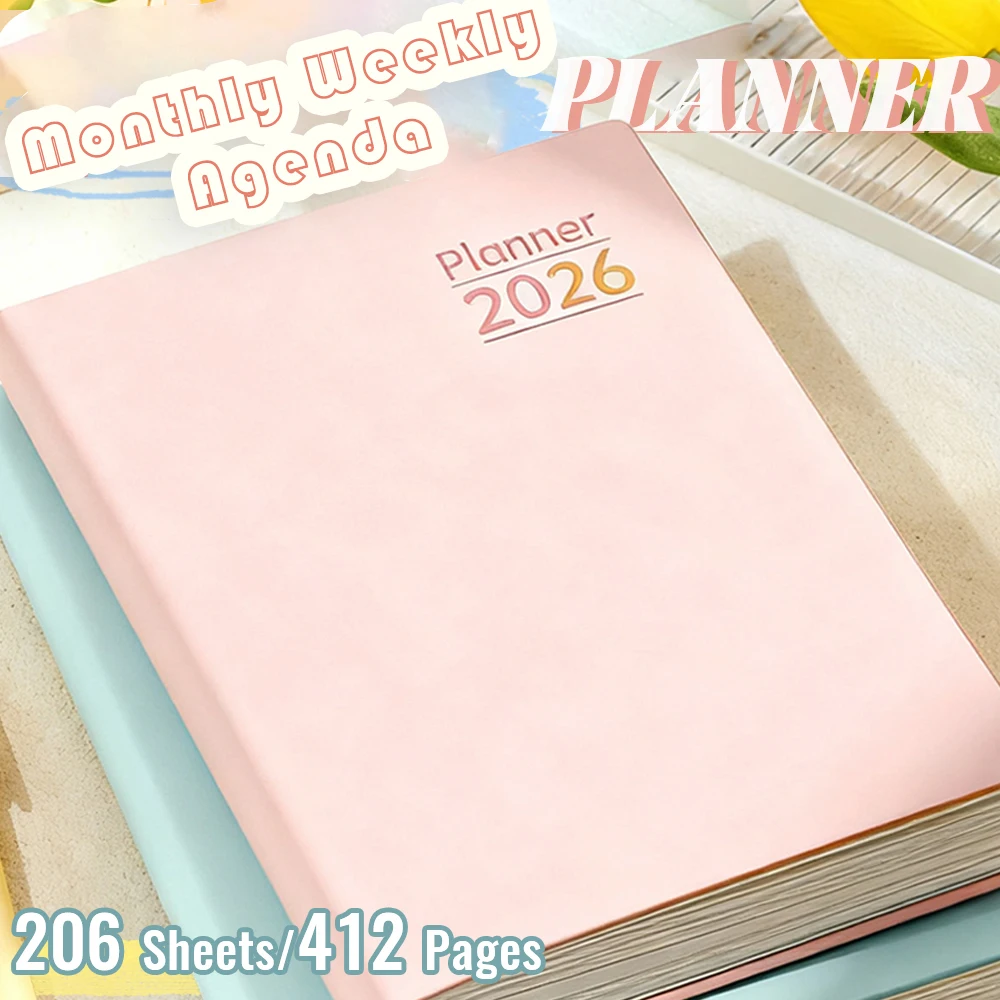 2026 Monatliche, wöchentliche Agenda, A5-Organizer, Notizbuch mit Monatsregisterkarten, Stifthalter-Gummiband, 80 g/m2 Papier-Geschäftsgeschenk für Studenten