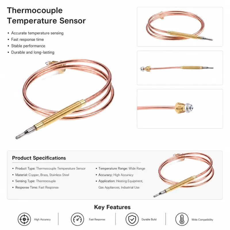 10PCS Gas Thermocouple Valve Heat Sink 60cm for Hot Water Boiler Gas Oven Sensitive Cooking Stove Appliances Replacement Part