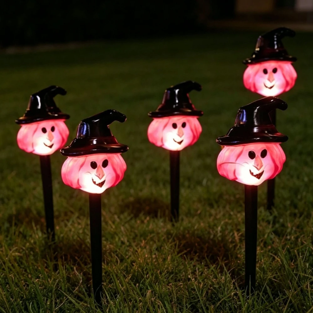 Halloween Solar 1 To 5 Ghost Witch Bat Stake Lights Scary Outdoor Ornament 10 Styles Garden Courtyard Terrace Haunted Decor