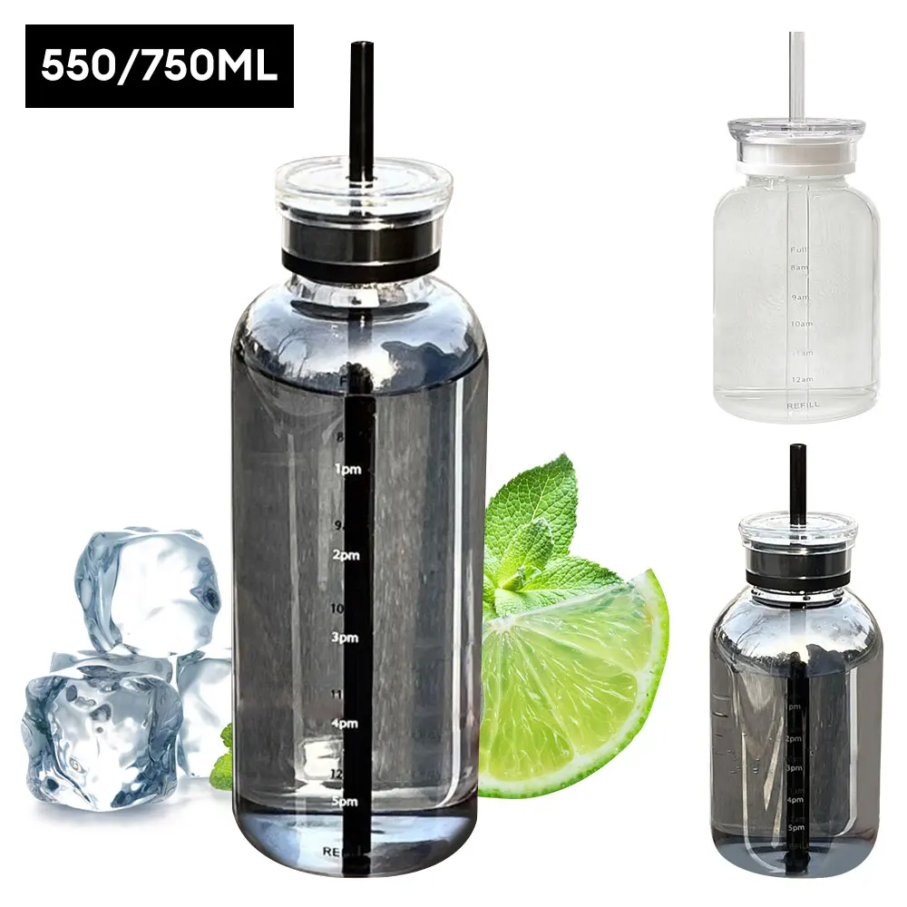 

Стеклянная бутылка для воды большой емкости 750 мл с маркером времени, прозрачная бутылка для воды, напитков, молока, сока, простая чашка, подарок на день рождения