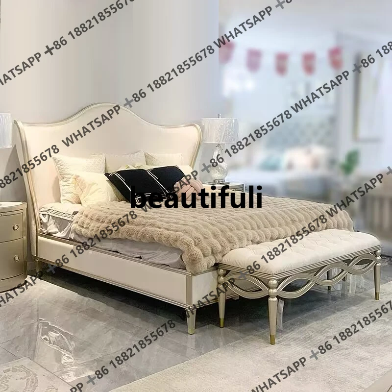 

American style bedside stool bedroom solid wood soft bag bed entry against the wall shoe change bench fitting