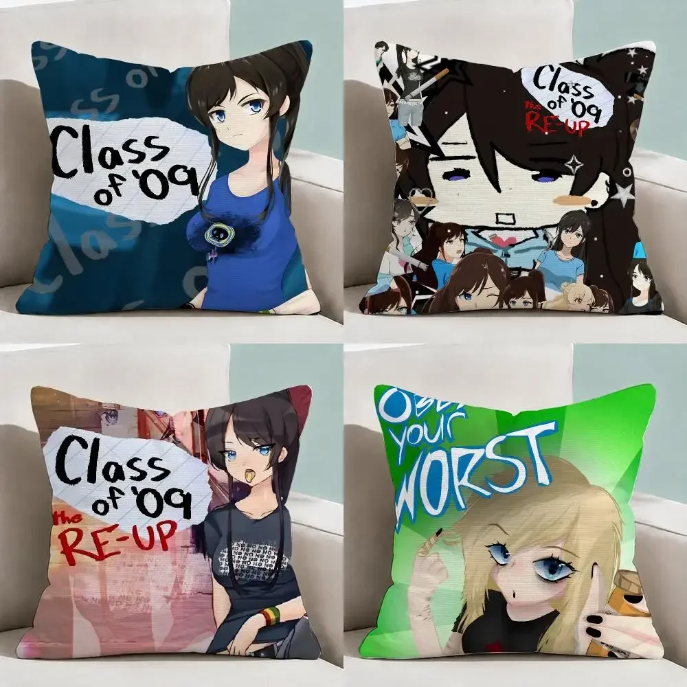 Game Class of '09 Nicole Visual Novel Cushion Cover Throw Pillow Soft Short Plush Cozy Durable Colorfast Sofa Bedroom Home Decor