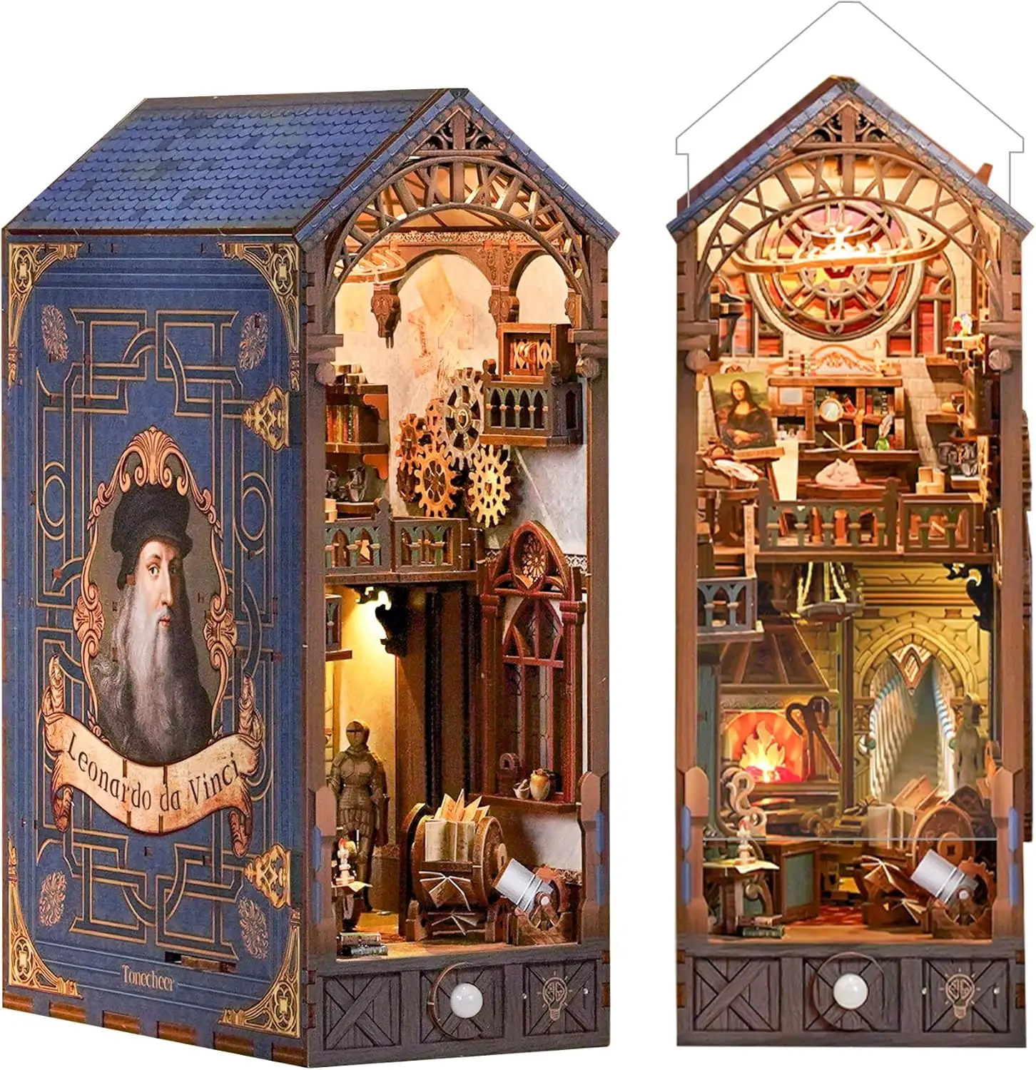 DIY Book Nook Kit for Adults, 3D Puzzle Wooden Miniature House Kit, Booknook Dollhouse Bookshelf Insert Decor Bookend with Dust