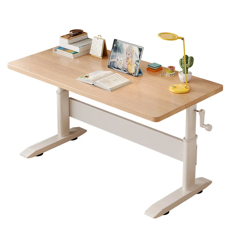 Kids Study Desk, Double Writing Table for Primary School Students, Height Adjustable Household Homework & Computer Table