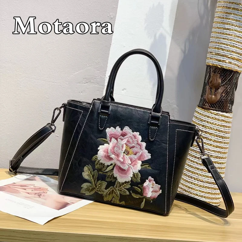 MOTAORA Fashion Embroidery Handbags For Women Leather Hand Bags For Lady\'s Handbag Luxury Designer Handbags High Quality 2024