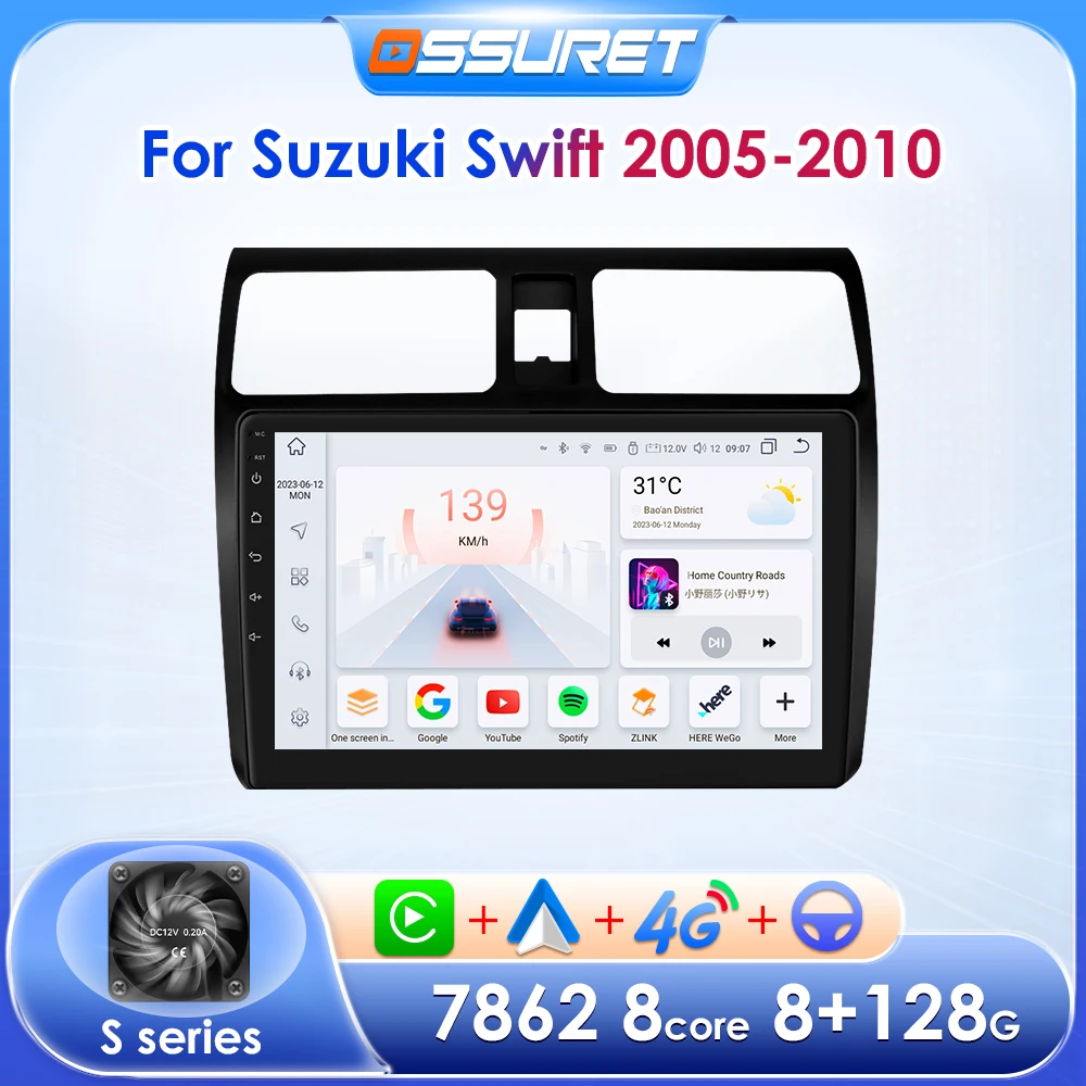 OSSURET Autoradio Multimidia Lettore Video GPS per Suzuki Swift 2005 2006 2007 2008-2010 2din Android Wireless Carplay Car Audio