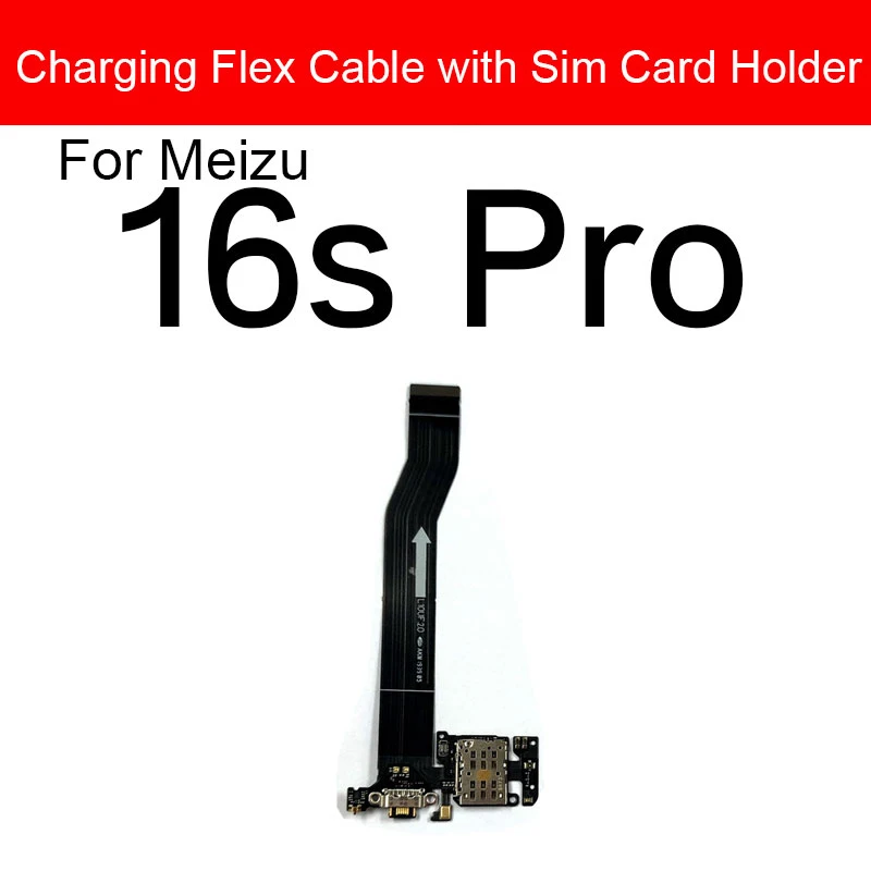 Placa de telefone carregador cabo flexível para meizu 16s/16s pro m1973 m793q carregamento jack doca placa com suporte cartão sim peças reparo