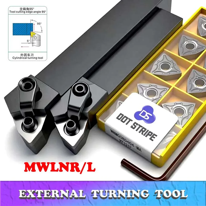 

1pc MWLNR2020 MWLNR1616 MWLNR2525 MWLNR3232 WNMG Carbide Insert Lathe Bar CNC Cutting Tool Set External Turning Tool Holder
