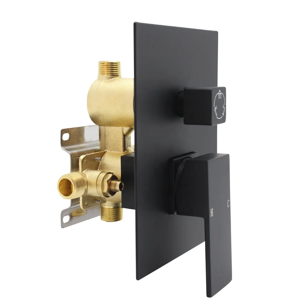 

New Copper Black Shower Valve Pressure Balancing Mixer Control 3 Outlet Function