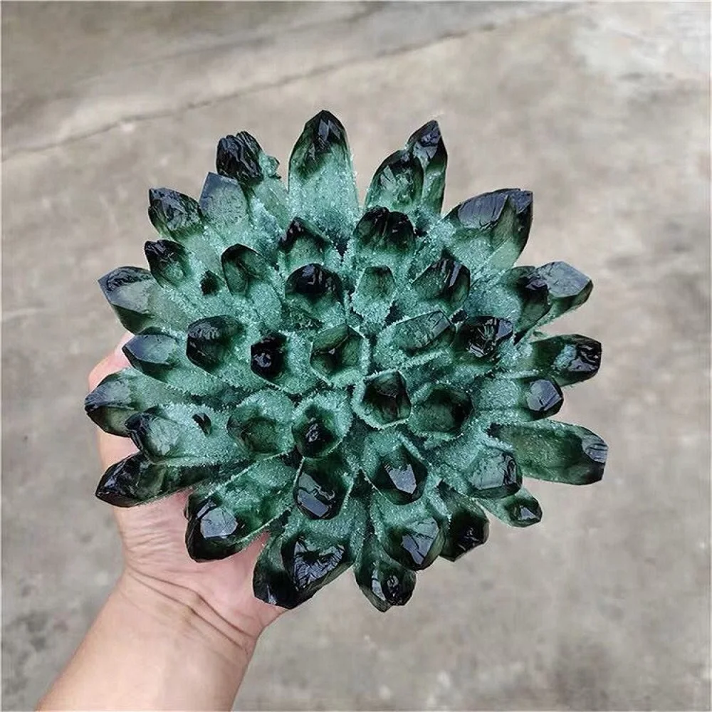 0.3-0.9kg Natural Green Ghost Phantom Quartz Crystal Cluster Geode Healing Specimen Home Decor