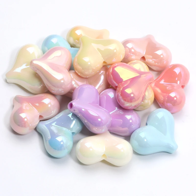 17x21mm 10pcs MixedColor ABS Heart Shape Acrylic Beads For Jewelry Bracelets Earrings Hair Clips  DIY Beads Charm Beads Supplier