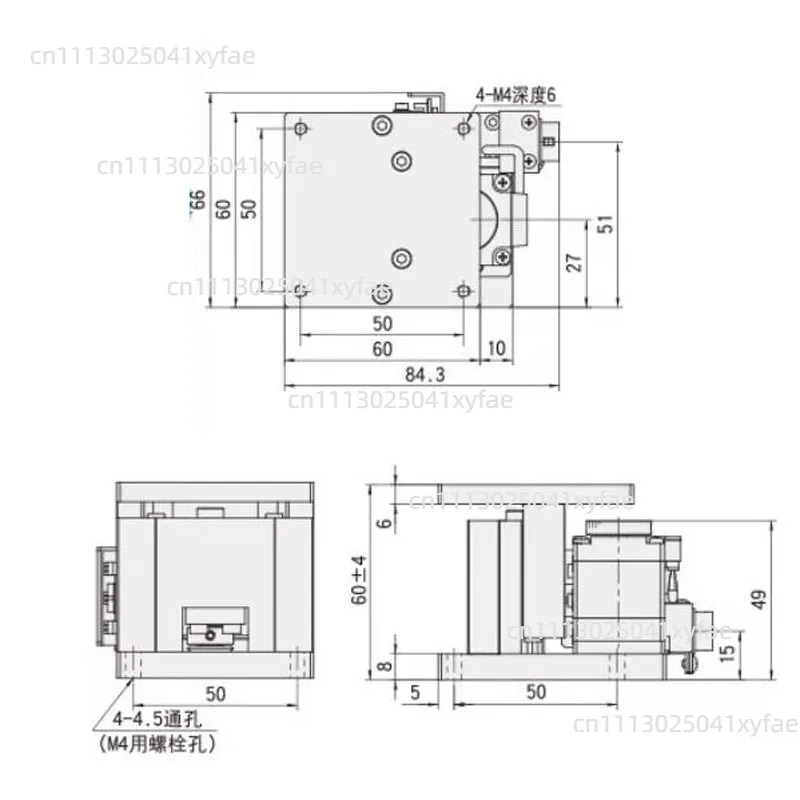 8mm stroke, stepper motor controlled micro-positioning slide, precision electric Z-axis lifting table