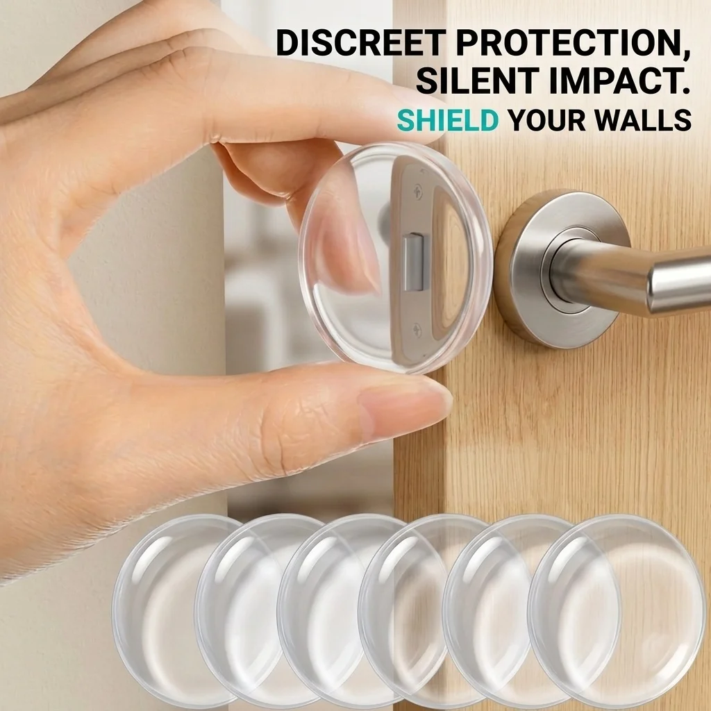 2/4/6pcs Invisible Clear Door Stoppers, Self‑Adhesive Door Handle Wall Protector, Shock‑Absorbent Silent Door Bumper, Transparen