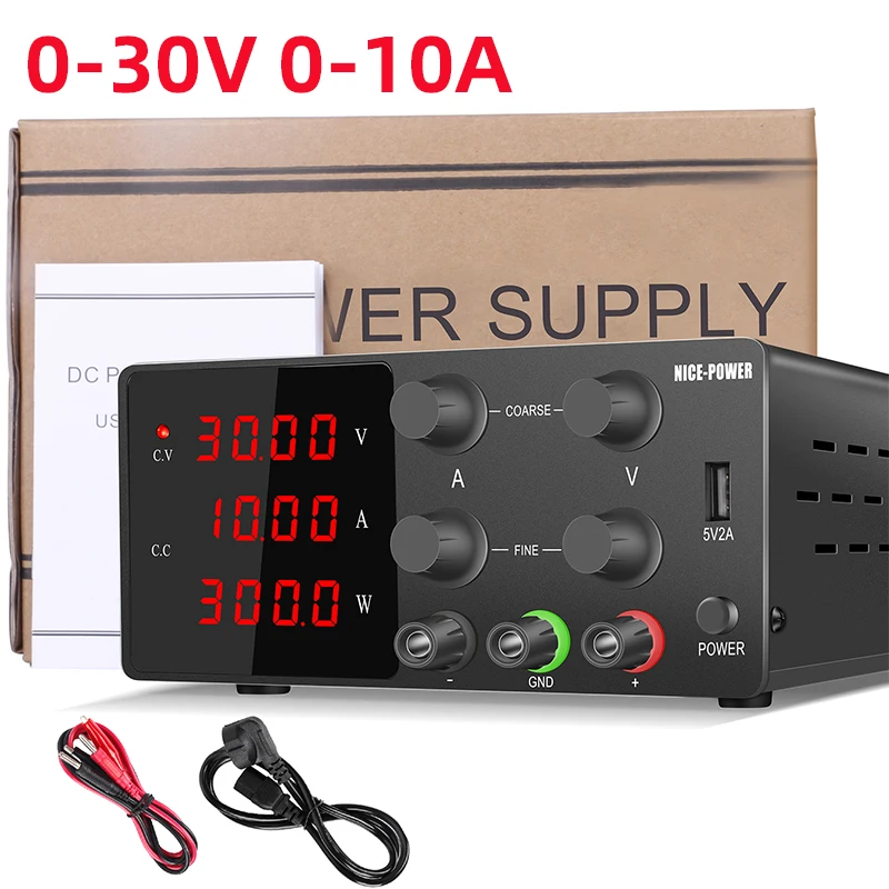 

DC Power Supply 30V 10A 300W Adjustable Laboratory Maintenance Workbench quick charging Voltage Current Regulator USB Interface