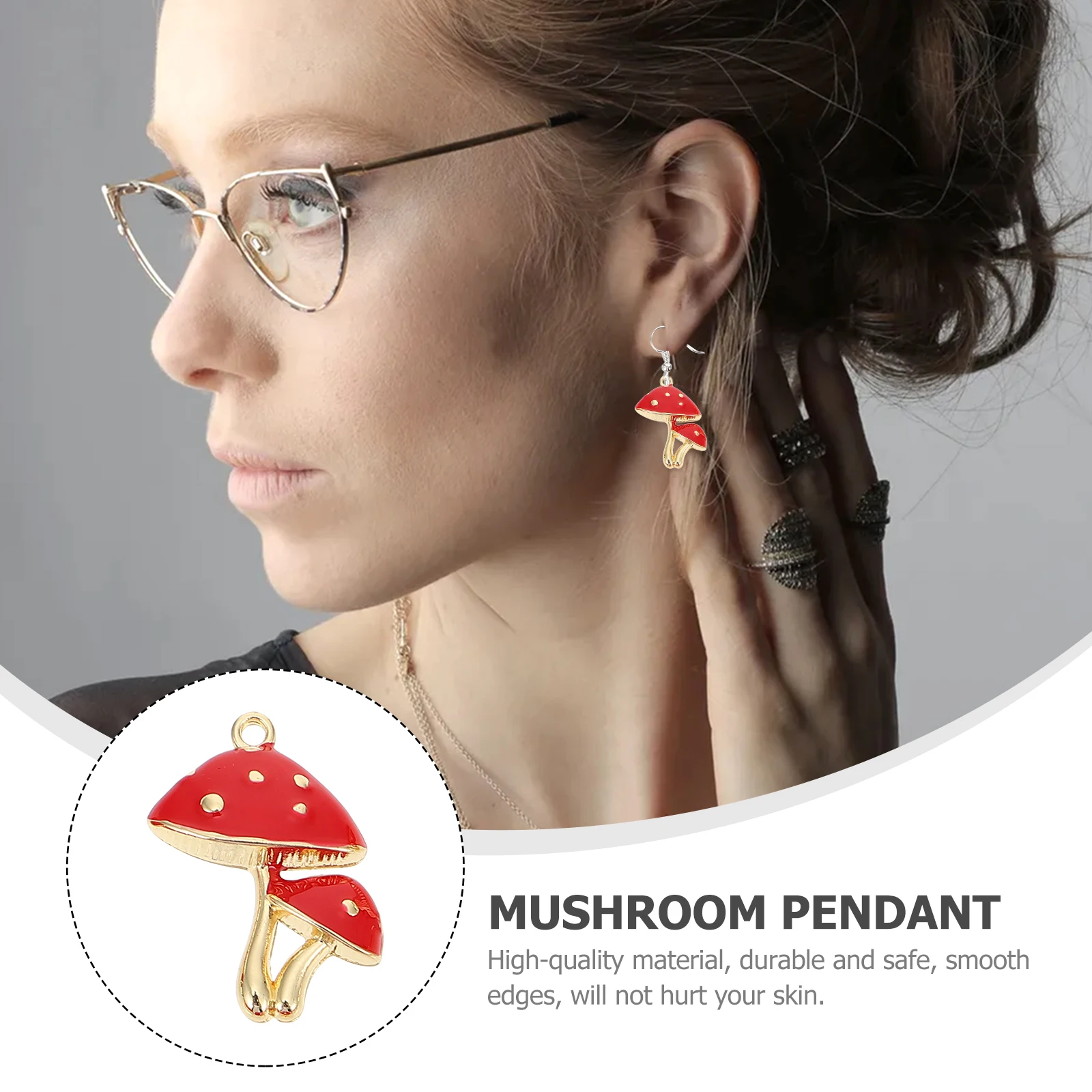 

10Pcs Zinc Alloy Mushroom Pendant DIY Craft Kit for Sweater Chain Mobile Decoration Accessories Gift Idea Hobbyists