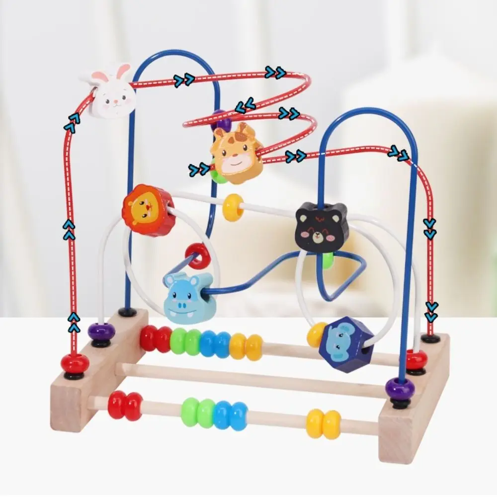 Wooden Wooden Beads Colorful Animals Shapes Bead Maze Interactive Design Counting Learning Early Education Early Learning