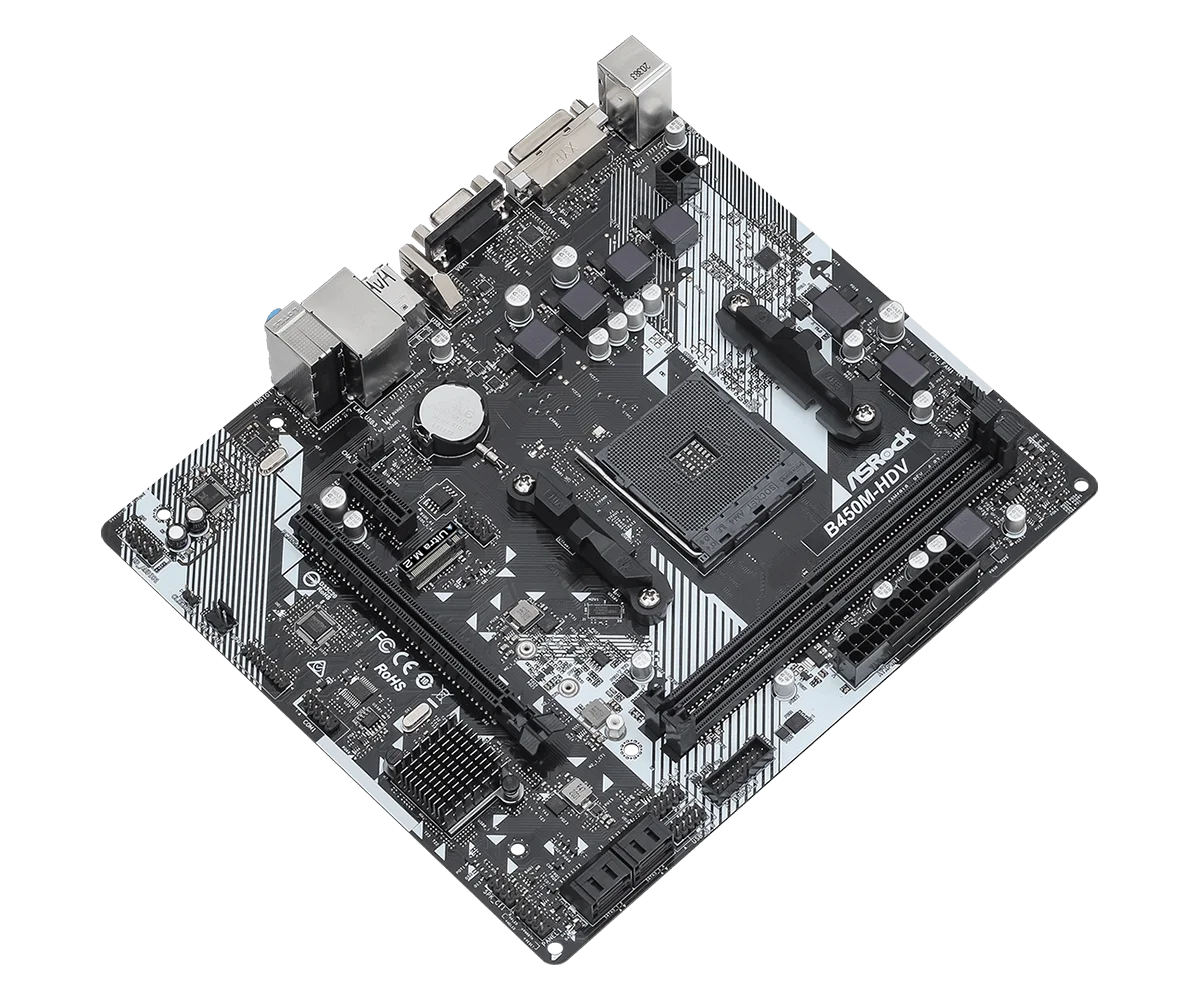 Imagem -04 - Placa-mãe B450 B450m Asrock B450m-hdv R4.0 Am4 Apoio Ryzen 5600 1200 5300g 5900 5700 Processador Central Ddr4 16gb Ultra M.2 Micro Atx