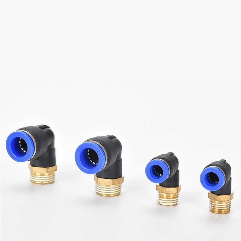 PL Copper Hose Pipe Pneumatic Quick Connector 90 Degree L-Angle Connector PL4/6/8/10/12/14/16-M5/1/2/3/4/6