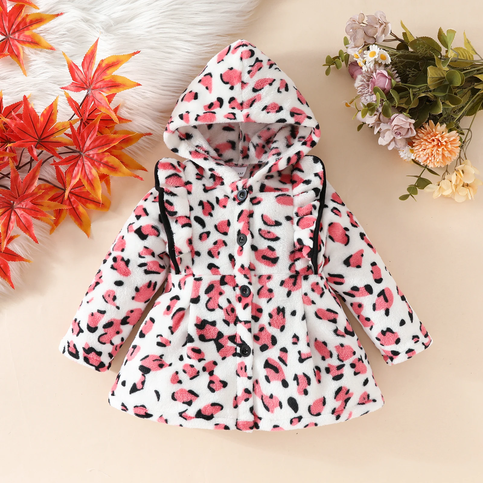 Autumn and winter baby girls hooded long sleeve lace comfortable coat