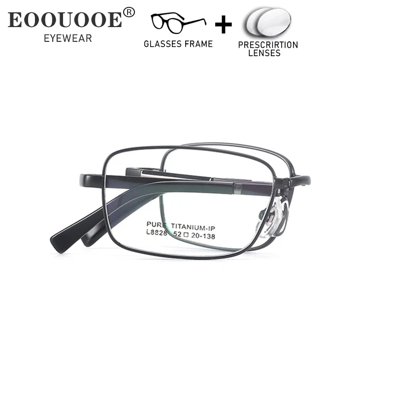 Folding Glasses Pure Titanium Men Prescription Glasses Myopia Hyperopia Lenses Optical Eyewear Customiz Progressive Eyeglasses