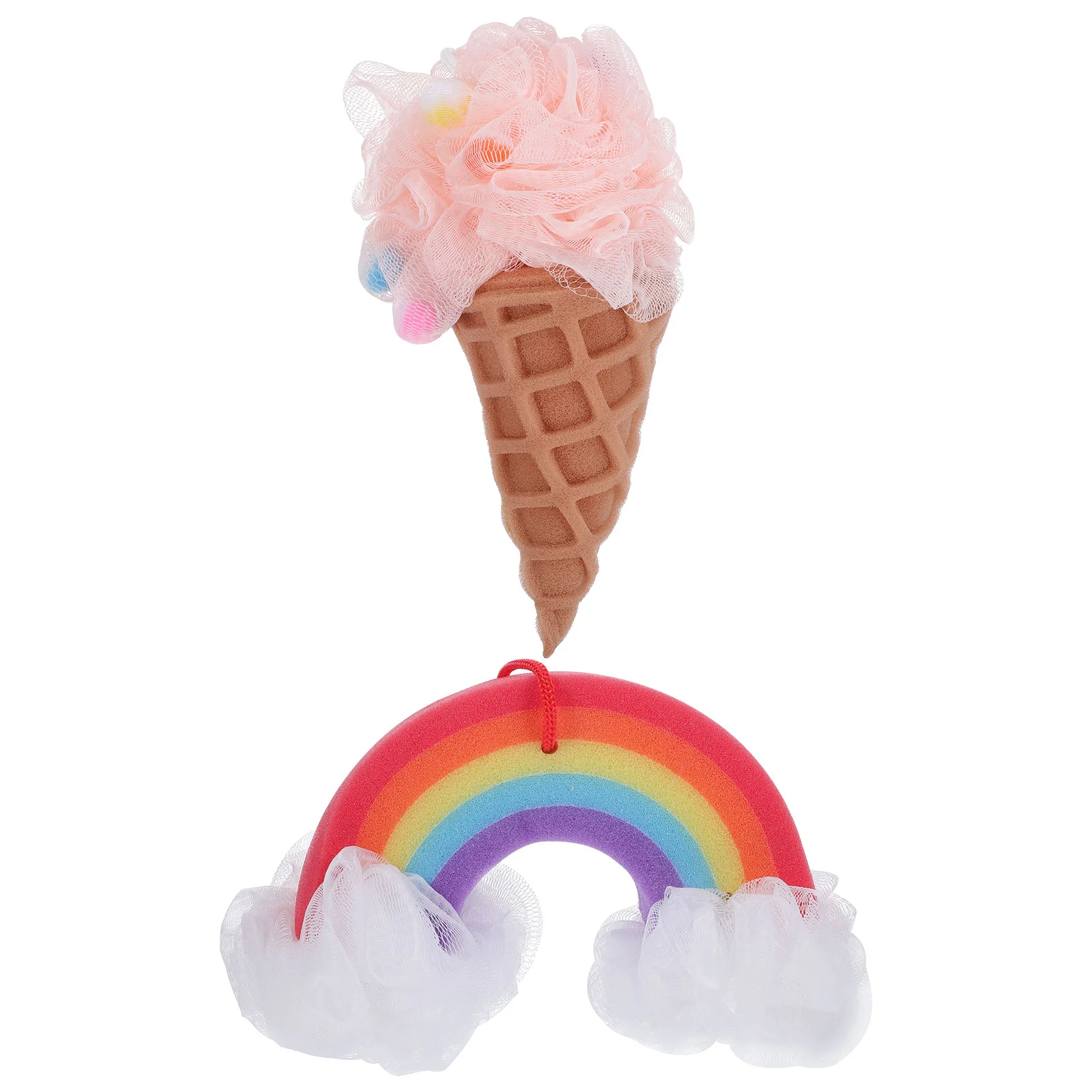 2 個レインボーバスフラワースポンジシャワージェルボディヘチマ女性のためのソフト厚い再利用可能な角質除去バックスクラバーディープクリーンスキン