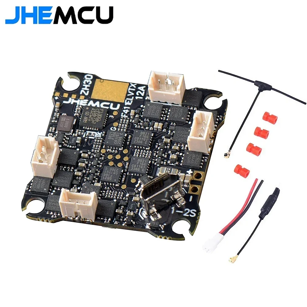 JHEMCU F411 ELVTX Flight Controller BLHELIS 12A 4in1 ESC 5.8G 400mW VTX ELRS 2.4G RX AIO 25.5X25.5mm 1-2S for RC FPV Drone Parts