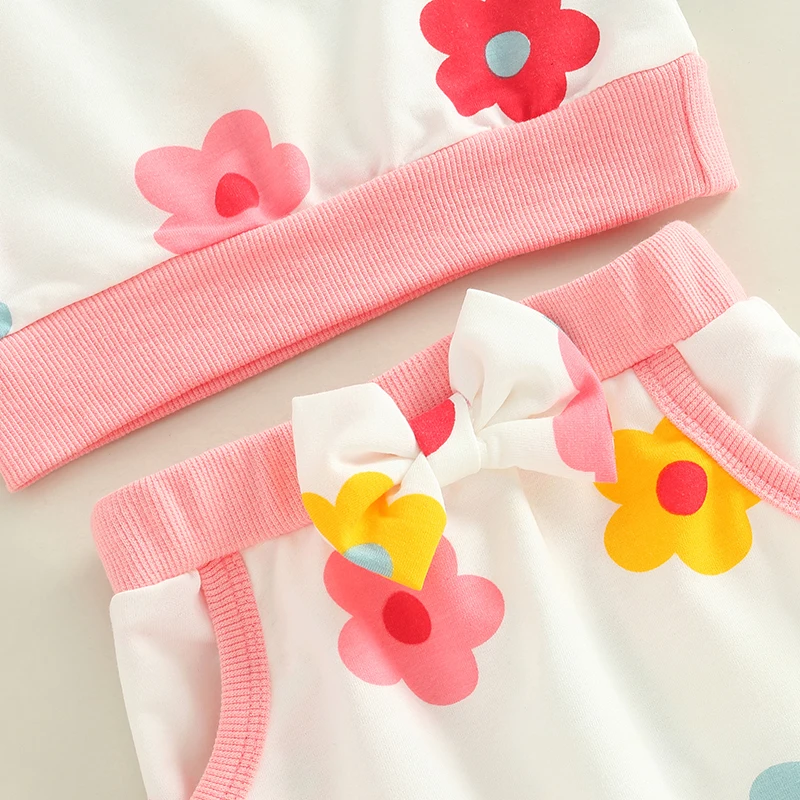 Adorabile set di vestiti per neonata in 2 pezzi con stampa floreale con volant a maniche lunghe, pantaloni comodi, completo per neonati 0-24