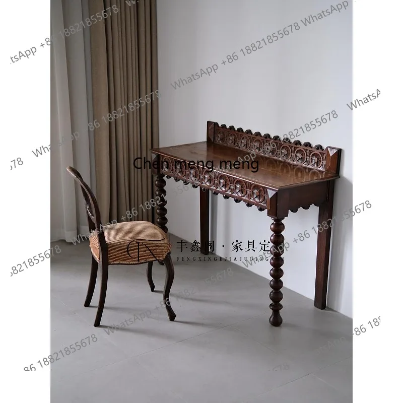 

Medieval nostalgic solid wood desk carving old Republican Western study writing desk retro European side table