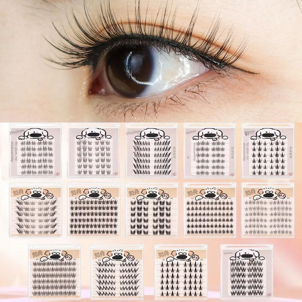 Kleberfreie falsche Wimpern mit großer Kapazität, einzelne Cluster, gekräuselt, natürliche, selbstklebende falsche Wimpern