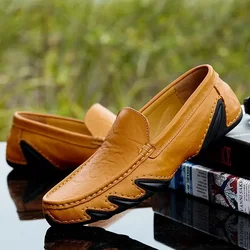 Autumn Shoes for Men Leather Casual Shoes Luxury Italian Men's Loafers Moccasins Breathable Black Versatile Driving Shoes 2024
