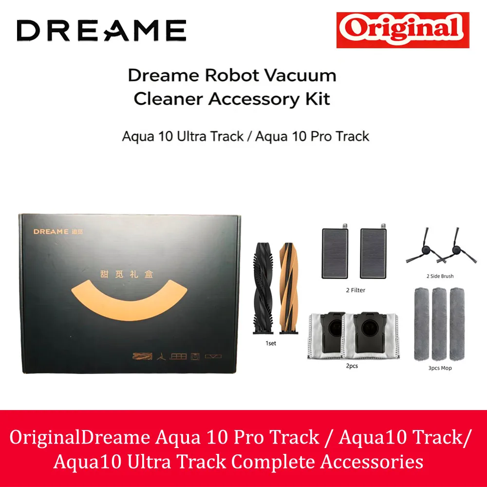 Originele Dreame Aqua 10 Ultra Track voor Aqua 10 Pro Track Reinigingsset Geschenkdoos Hoofd-/Zijborstel, Filter, Roller Mop, Stofzak