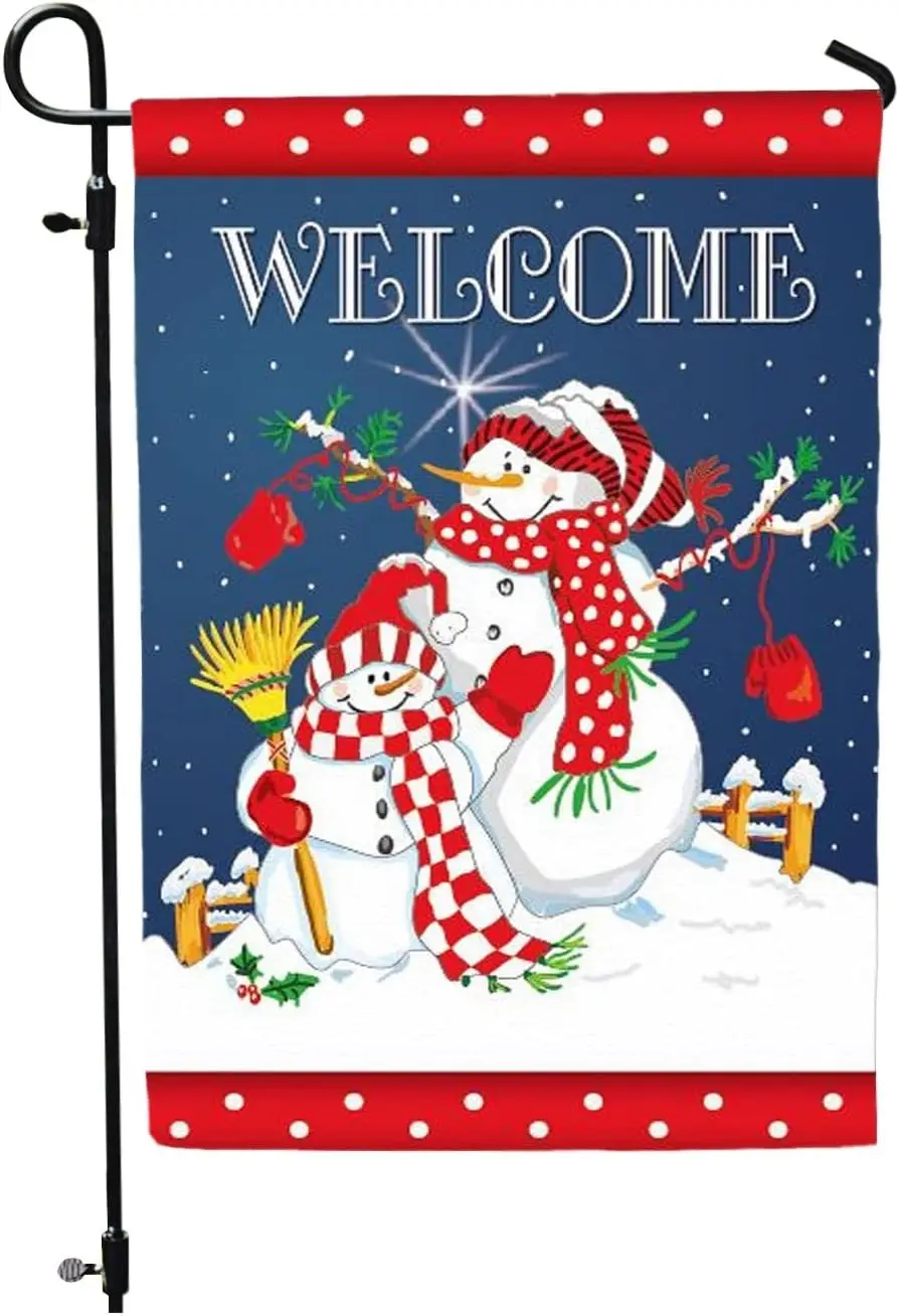 Winter Welcome Snowman Garden Flag - Double Sided Outdoor Yard Decor - Snowmen Design 12 x 18 inches in size by Jolly Jon