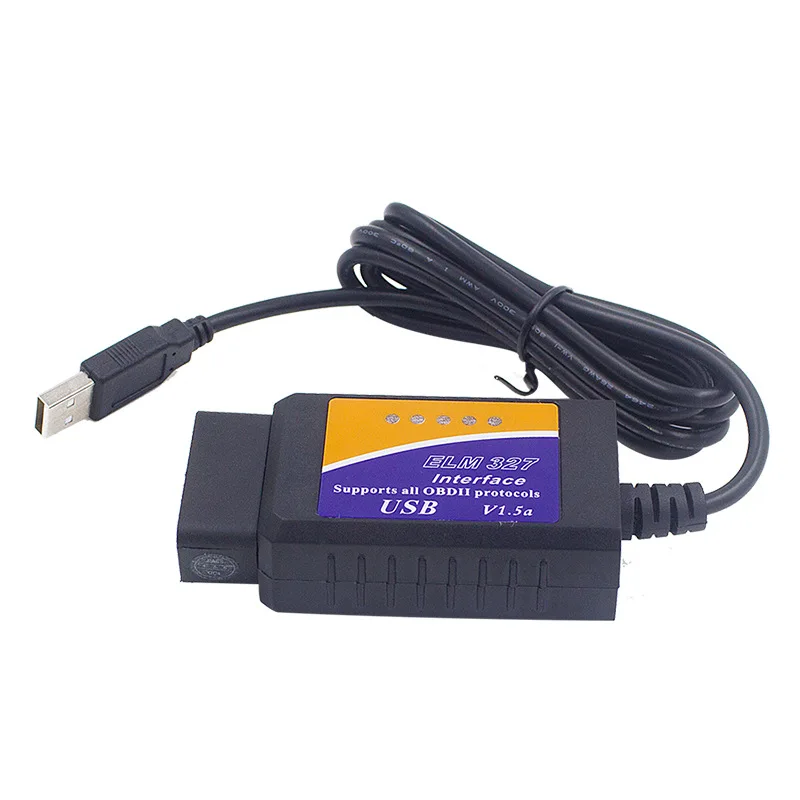 USB ELM327 V1.5 OBD2 코드 스캐너, ELM 327 USB V1.5 진단 케이블, ELM-327 USB V1.5 지지대 OBD2 프로토콜