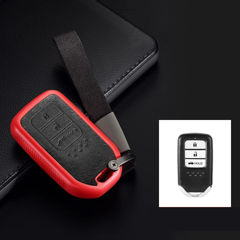 Plastic+Leather Car Keyless Smart Key Case Cover For Honda STEPWGN Odyssey Freed Elysion MPV Civic Accord Pilot CRV 2015-2018