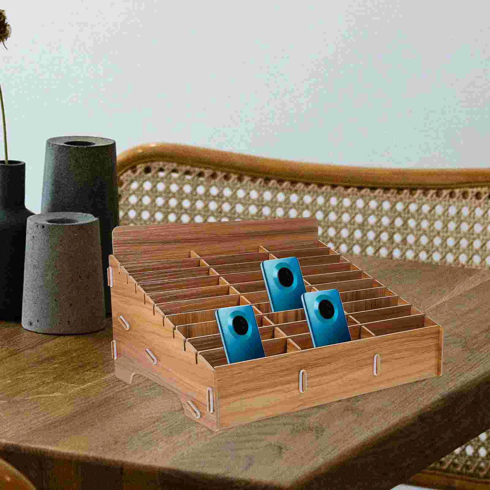 Mobile Phone Storage Box Holder Meeting Room Organizer Table Cell Temporary Desktop Compartment Case