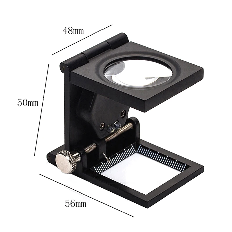 1PC 10X Metal Foldable Optical Magnifying Glass Desktop Magnifier Measurement Tools With LED Lights Scale