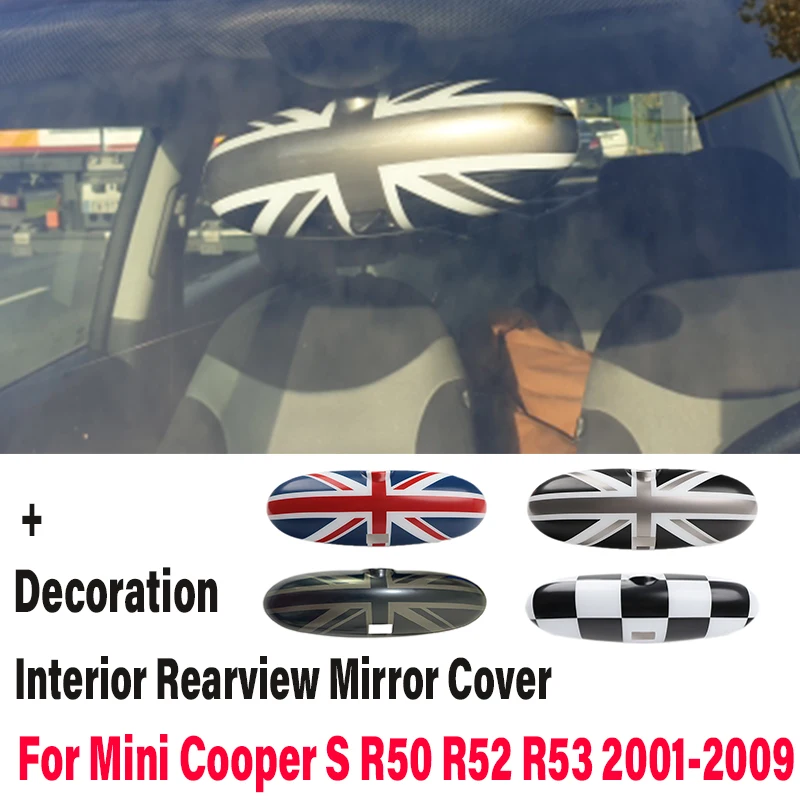 

Union Jack Car Interior Rearview Mirror Sticker Cover For Mini One Cooper S R50 R52 R53 Car-styling Auto Accessories