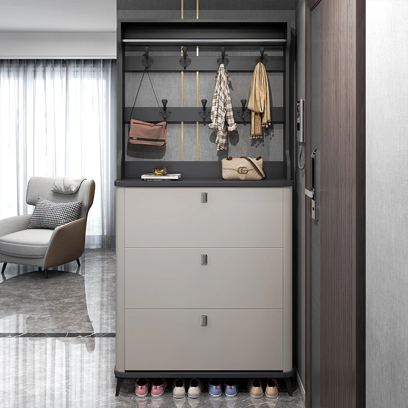 

Italian-style ultra-thin household entrance door tipping porch cabinet integrated storage shoe cabinet