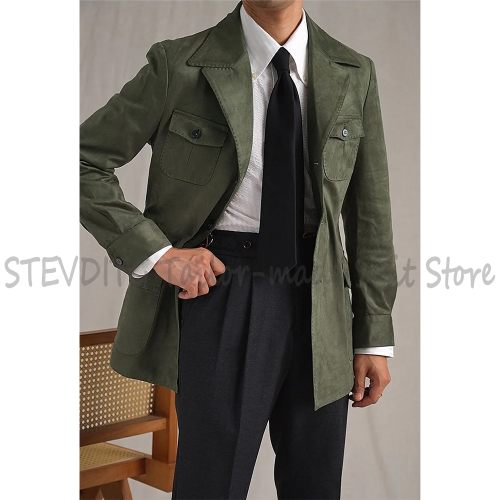 Daily Casual Straight Men Suit Single Breasted Fashion Outfit Contrast Color Unique Formal Dinner Party Male Set Jacket Pants
