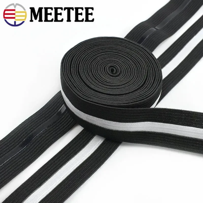 5/10Meters 25mm Non-slip Black White Stripe Elastic Bands Silicone Rubber Tape Sport Clothes Wrist Headband Sewing Accessories