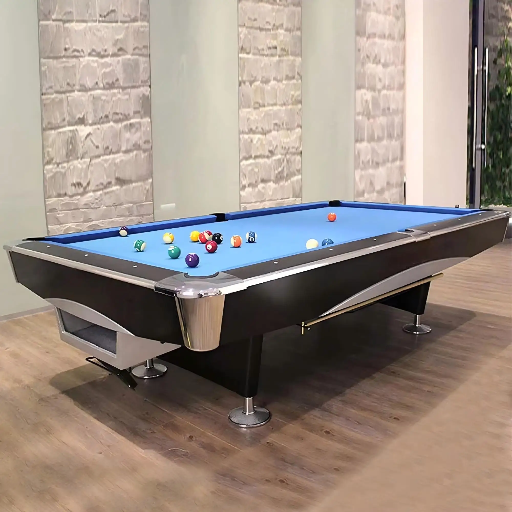 Professional 9-ball Solid Wood Leg Wool Pad 7 Feet China Customizable Pool Table