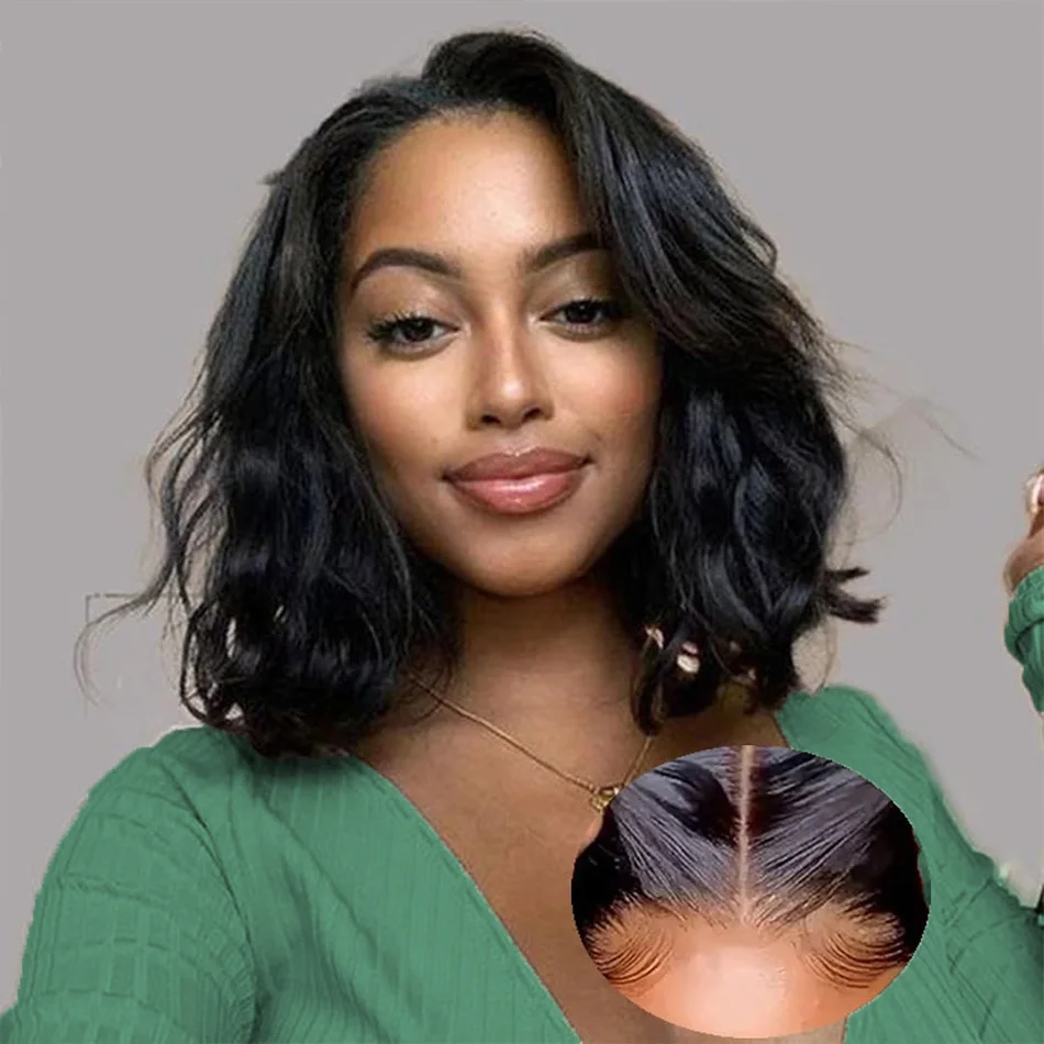 วิกผมบ๊อบแบบไม่ต้องใช้กาว ติดง่าย ใช้ได้ทันที ผมแท้ 100%  แบบ 4x4 5x5  พร้อมเชือกผูกแบบ HD Lace Closure  ความหนาแน่น 250  ขนาด 16 นิ้ว  พร้อมเชือกผูกด้านหน้าแบบ Pre Cut Lace Frontal