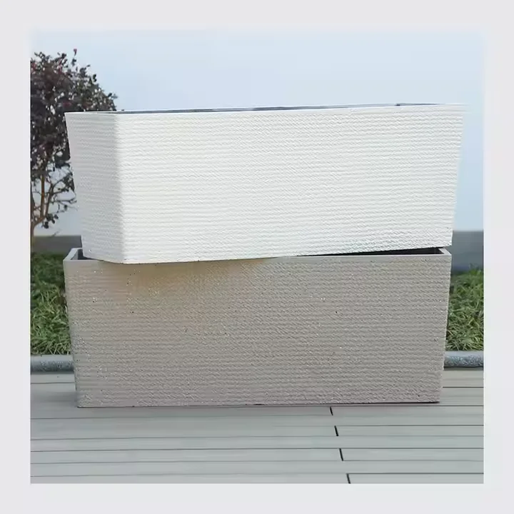 

Factory Price Customization Modern Design Resin Garden Planters Plastic Large Rectangular Garden Pots Vegetable Flowers Pots
