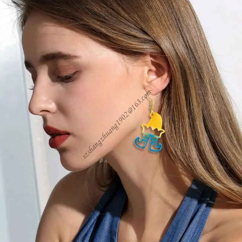 

Q6RB Christmas Elf Pendant Earrings Silicone Mold Suitable for Epoxy Resin Diy Craft Charms Ornament Jewelry Making