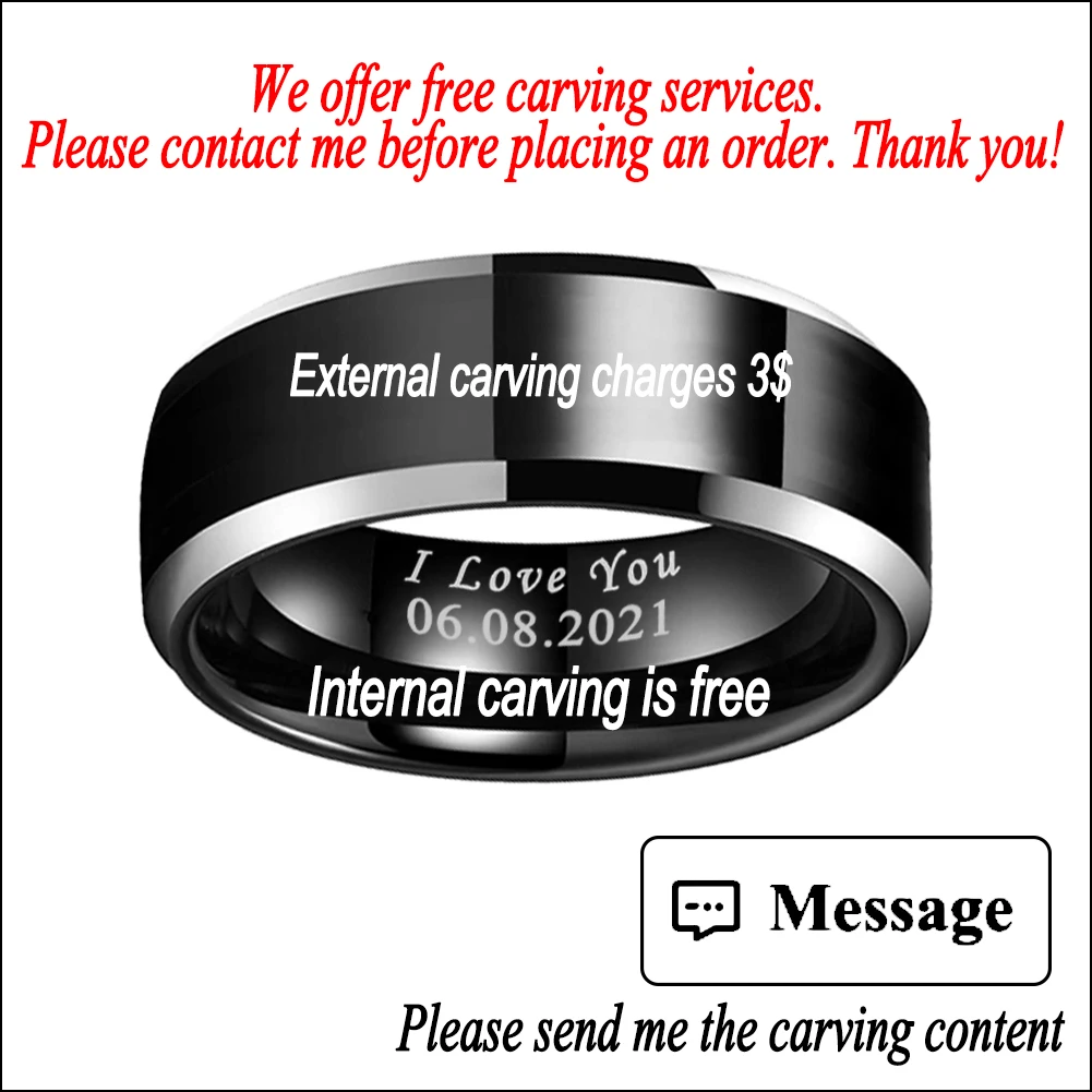 TUSSTEN 2-12MM Men Women Tungsten Carbide Ring Custom Order Link