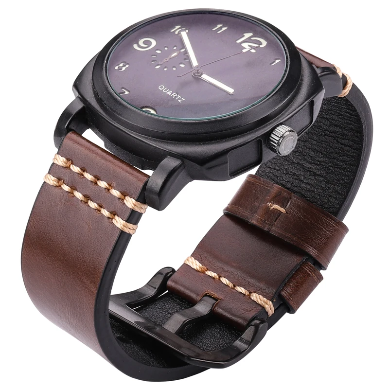 Genuine Leather Watchband Bracelet Brown Yellow Blue Women Men Handmade Cowhide Watch Band 20mm 22mm 24mm Strap With Pin Buckle