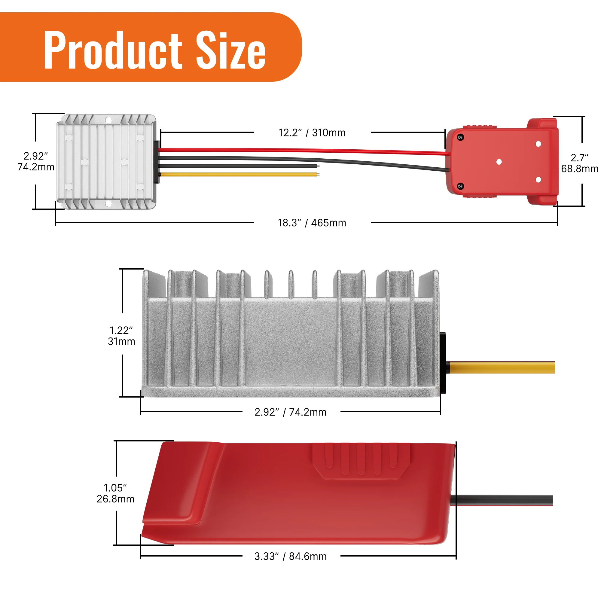 Conversor Step-Down para Dewalt Milwaukee, Adaptador de Alimentação DC, Inversor Dock Bateria, Regulador de Tensão, 20V a 12V, 180W